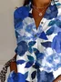 Women Floral Long Sleeve Shirt Spring/Fall Buckle Shirt Collar Daily Casual Top