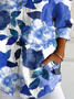 Women Floral Long Sleeve Shirt Spring/Fall Buckle Shirt Collar Daily Casual Top