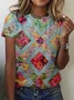 Women's Short Sleeve Tee T-shirt Summer Animal Crew Neck Vintage Top