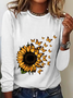 Women's Long Sleeve Blouse Spring/Fall Floral Crew Neck Daily Going Out Casual Top