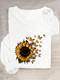 Women's Long Sleeve Blouse Spring/Fall Floral Crew Neck Daily Going Out Casual Top