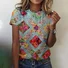 Women's Short Sleeve Tee T-shirt Summer Animal Crew Neck Vintage Top