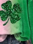 Women's St. Patrick's Day Floral Ombre Shamrock Casual Spring/Fall Long Sleeve Sweatshirt