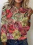 Women's Long Sleeve Tee T-shirt Spring/Fall Abstract Crew Neck Casual Top