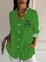 Women's Shamrock St. Patrick's Day Floral Long Sleeve Shirt Spring/Fall Buckle Shirt Collar Daily Casual Top