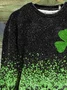 Women's Leopard St. Patrick's Day Floral Shamrock Casual Spring/Fall Long Sleeve Sweatshirt