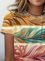 Women's Short Sleeve Tee T-shirt Summer Abstract Crew Neck Casual Top