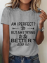 Women's Short Sleeve Tee T-shirt Summer Text Letters Crew Neck Casual Top