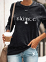 Women's Text Letters Crew Neck Printing Casual Spring/Fall Long Sleeve Sweatshirt