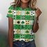 Women's St. Patrick's Day Shamrock Animal Short Sleeve Tee T-shirt Crew Neck Vintage Summer Top