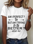 Women's Short Sleeve Tee T-shirt Summer Text Letters Crew Neck Casual Top