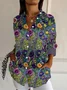 Women's Long Sleeve Shirt Spring/Fall Floral Buckle Shirt Collar Daily Going Out Casual Top