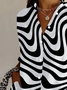 Women's Long Sleeve Shirt Spring/Fall Striped Buckle Shirt Collar Daily Going Out Casual Top