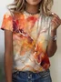 Women's Short Sleeve Tee T-shirt Summer Abstract Crew Neck Casual Top