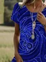 Women's Short Sleeve Summer Abstract Dress Crew Neck Daily Going Out Casual Midi H-Line T-Shirt Dress