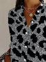Women's Long Sleeve Shirt Spring/Fall Leopard Buckle Shirt Collar Daily Going Out Casual Top