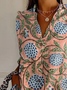 Women's Long Sleeve Shirt Spring/Fall Floral Buckle Shirt Collar Daily Going Out Casual Top