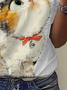 Women's Short Sleeve Tee T-shirt Summer Cat Crew Neck Casual Top