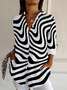 Women's Long Sleeve Shirt Spring/Fall Striped Buckle Shirt Collar Daily Going Out Casual Top