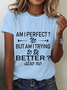 Women's Short Sleeve Tee T-shirt Summer Text Letters Crew Neck Casual Top