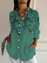 Women's Long Sleeve Shirt Spring/Fall Plants Buckle Shirt Collar Daily Going Out Casual Top
