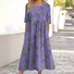 Women's Floral Three Quarter Sleeve Spring/Fall Dress Crew Neck Daily Casual Maxi Fit & Flare Dress A-Line Dress