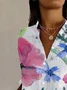 Women's Long Sleeve Shirt Spring/Fall Floral Shirt Collar Daily Going Out Casual Top