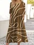 Women's Three Quarter Sleeve Spring/Fall Floral Dress Crew Neck Daily Going Out Casual Maxi Fit & Flare Dress A-Line Dress