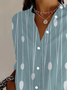Women's Long Sleeve Shirt Spring/Fall Striped Buckle Shirt Collar Daily Going Out Casual Top