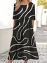 Women's Three Quarter Sleeve Spring/Fall Floral Dress Crew Neck Daily Going Out Casual Maxi Fit & Flare Dress A-Line Dress
