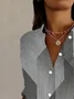 Women's Long Sleeve Shirt Spring/Fall Geometric Shirt Collar Daily Going Out Casual Top