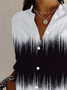 Women's Long Sleeve Shirt Spring/Fall Ombre Buckle Shirt Collar Daily Going Out Casual Top