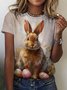 Women's Animal Short Sleeve Tee T-shirt Crew Neck Vintage Summer Top
