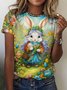 Women's Animal Short Sleeve Tee T-shirt Crew Neck Casual Summer Top