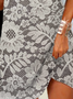 Women Floral Short Sleeve Summer Dress Crew Neck Daily Casual Mini Tunic H-Line Dress