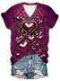 Women's Short Sleeve Tee T-shirt Summer Floral Printing V Neck Casual Top Graphic Tee