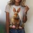 Women's Animal Short Sleeve Tee T-shirt Crew Neck Vintage Summer Top