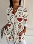 Women's Long Sleeve Shirt Spring/Fall Floral Buckle Shirt Collar Daily Going Out Casual Top