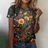 Women's Floral Short Sleeve Tee T-shirt Crew Neck Vintage Summer Top