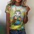 Women's Animal Short Sleeve Tee T-shirt Crew Neck Casual Summer Top