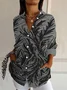 Women's Long Sleeve Floral Shirt Spring/Fall Leaf Shirt Collar Daily Going Out Casual Top