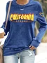Women's Crew Neck Text Letters Vintage Spring/Fall Long Sleeve Sweatshirt