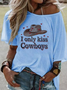 Women Wild West Short Sleeve Tee T-shirt Crew Neck Vintage Summer Top
