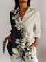 Women's Floral Long Sleeve Shirt Spring/Fall Shirt Collar Daily Vintage Top