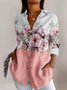 Women's Floral Long Sleeve Shirt Spring/Fall Shirt Collar Daily Vintage Top