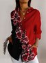 Women's Floral Long Sleeve Shirt Spring/Fall Shirt Collar Daily Vintage Top