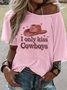 Women Wild West Short Sleeve Tee T-shirt Crew Neck Vintage Summer Top