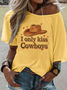 Women Wild West Short Sleeve Tee T-shirt Crew Neck Vintage Summer Top