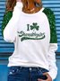 Women's Text Letters Long Sleeve Tee T-shirt Crew Neck Printing Casual Spring/Fall Top
