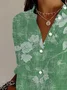 Women's Long Sleeve Shirt Spring/Fall Floral Buckle Shirt Collar Daily Going Out Casual Top